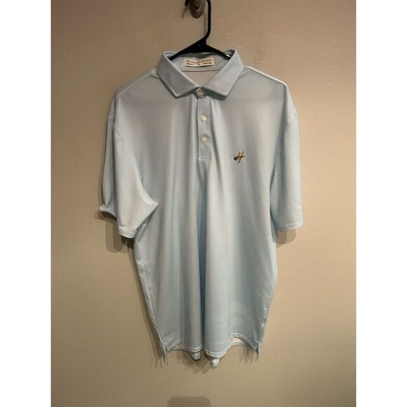 Holderness & Bourne Mens XL Light Blue Golf polo Shirt Print Pattern Geometric - Picture 1 of 7